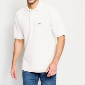 ORVIS Fly Fishing White Polo Shirt Mens  with Green Logo 100% Cotton SIZE XL.